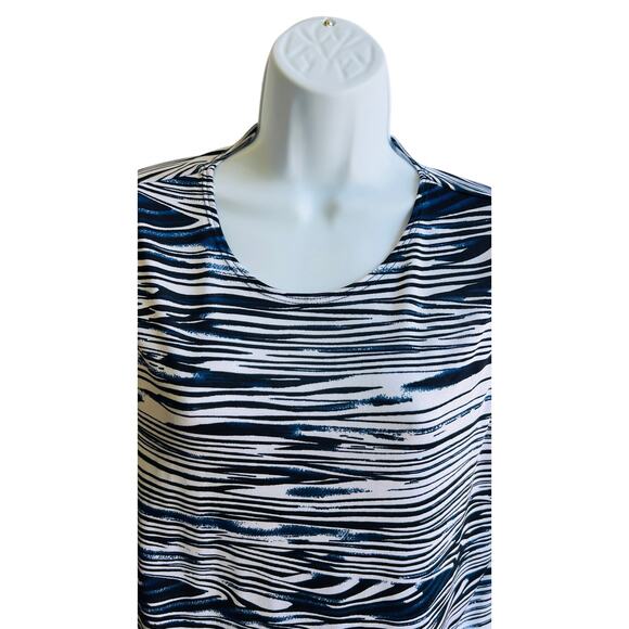 Laura Ashley Sleeveless Zebra Print Tank Top Size L Y2K Bold Stripe - Picture 2 of 4